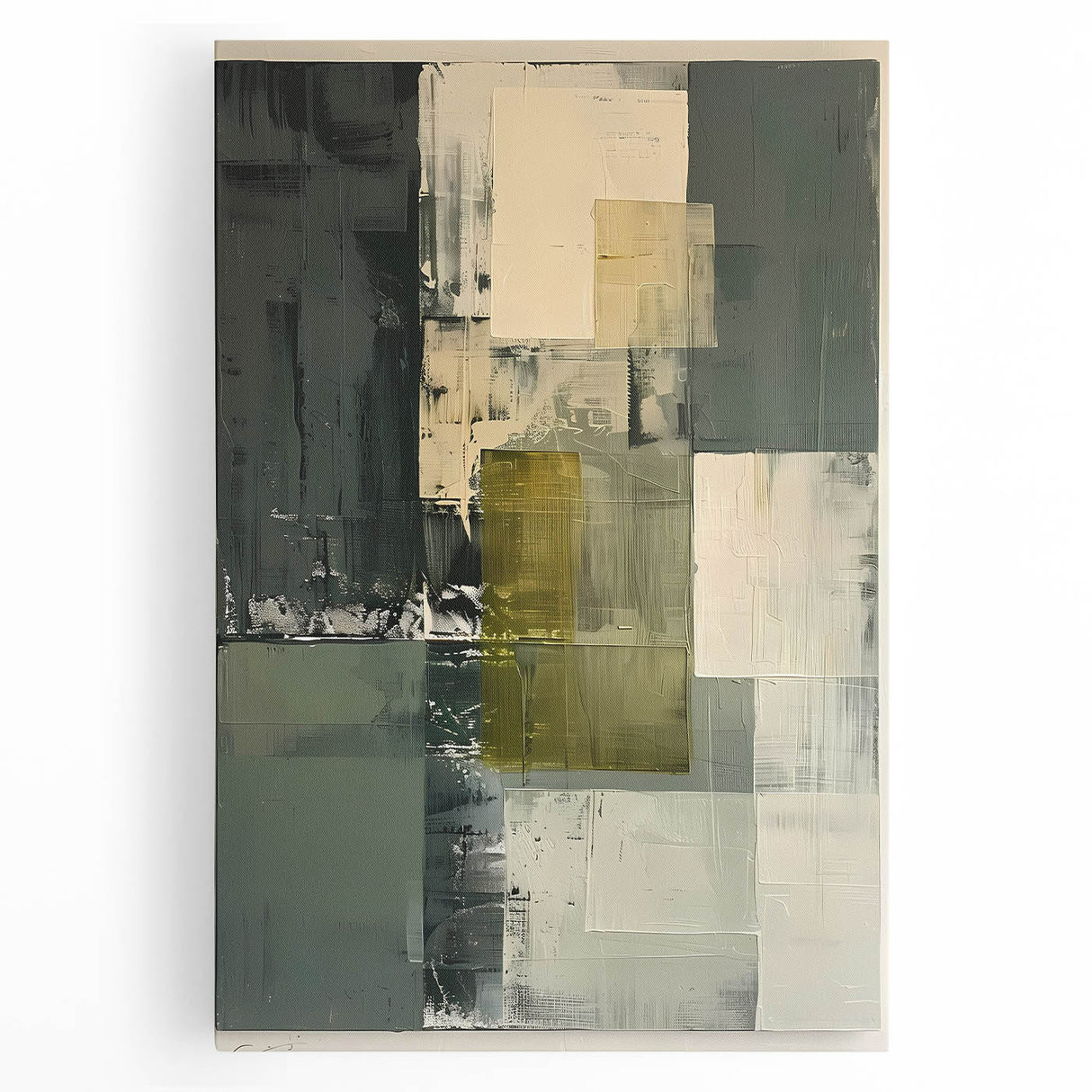 Custom Dining Room Wall Decor – Green & Gold Abstract Canvas