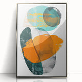 Abstract minimalist wall art featuring a silver-framed acrylic design, showcasing geometric shapes and a sleek aesthetic, perfect for modern decor.