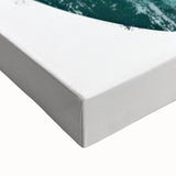 Close-up of abstract minimalist wall art on stretched canvas, showcasing soft pastel colors and geometric shapes, perfect for modern home decor.