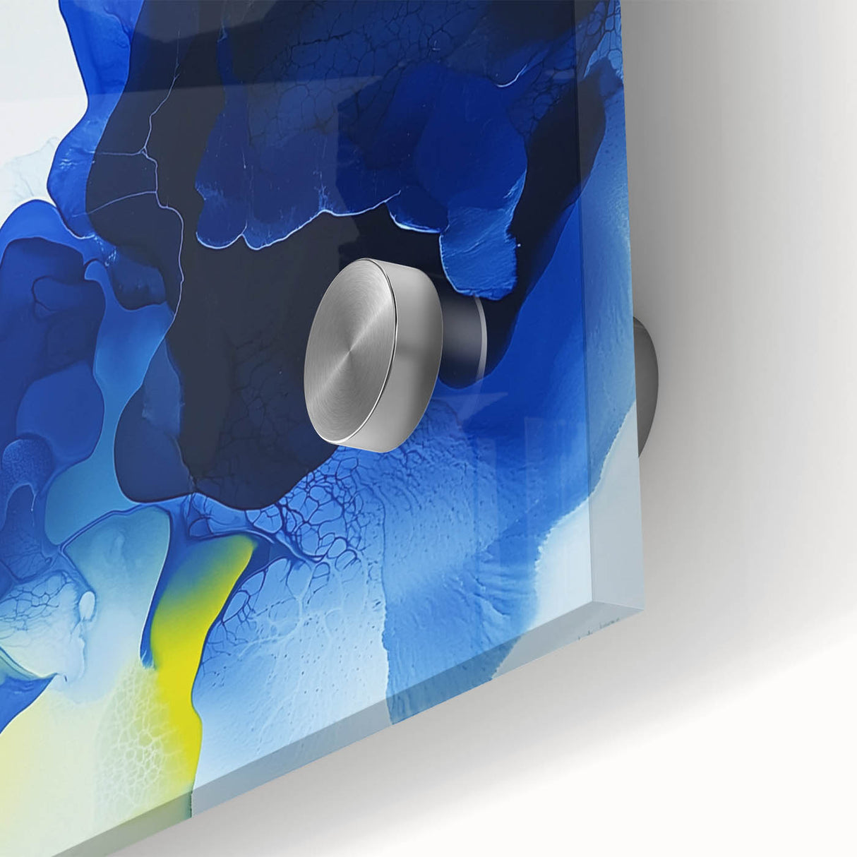 Large Abstract Wall Art – Flowing Blue and Yellow Modern Canvas