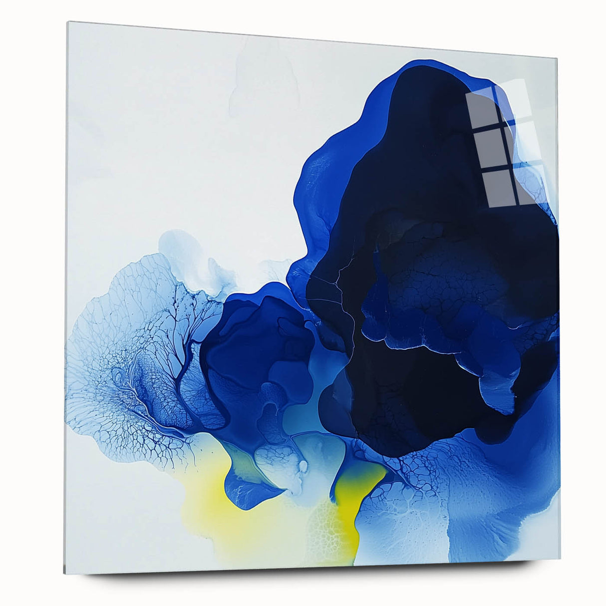 Large Abstract Wall Art – Flowing Blue and Yellow Modern Canvas