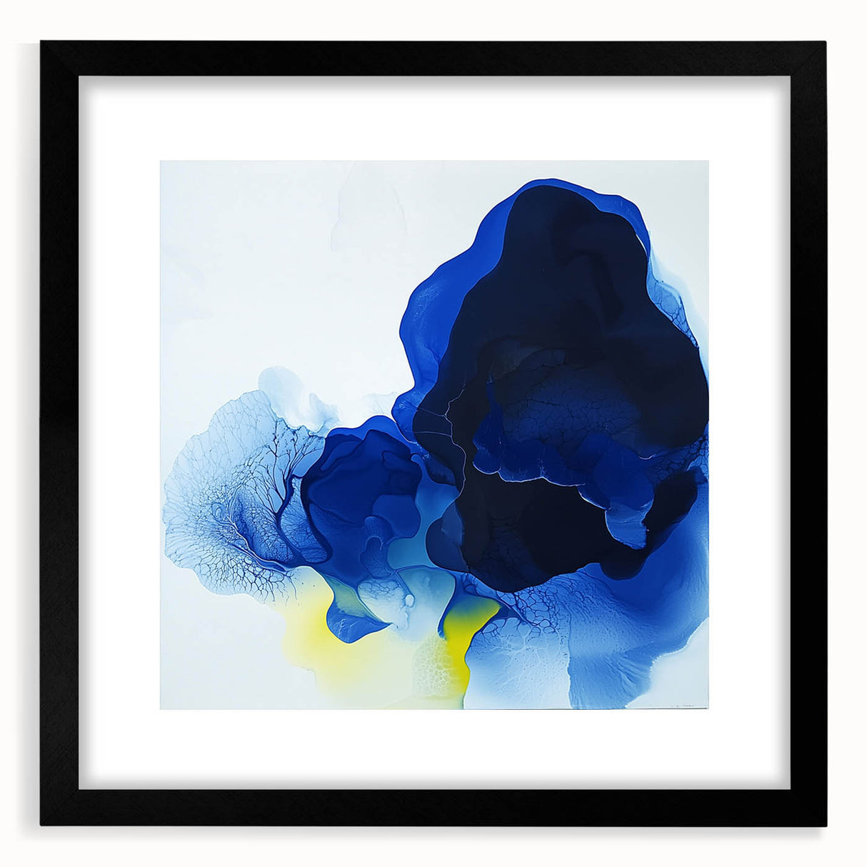 Large Abstract Wall Art – Flowing Blue and Yellow Modern Canvas