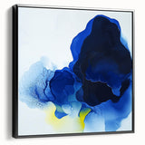 Large Abstract Wall Art – Flowing Blue and Yellow Modern Canvas