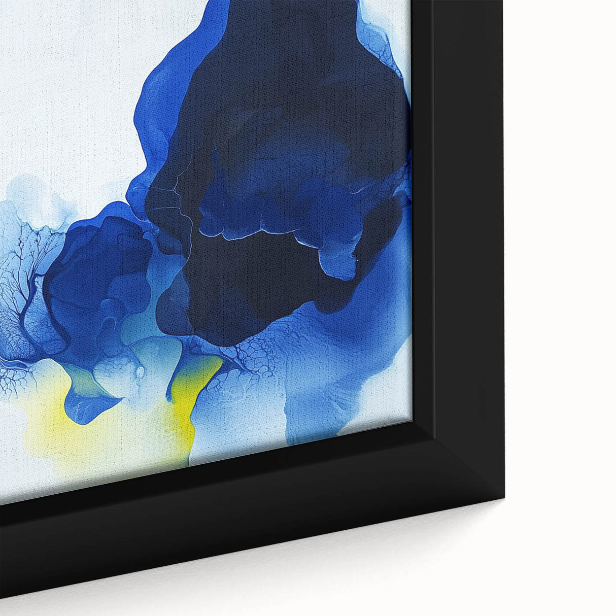 Large Abstract Wall Art – Flowing Blue and Yellow Modern Canvas
