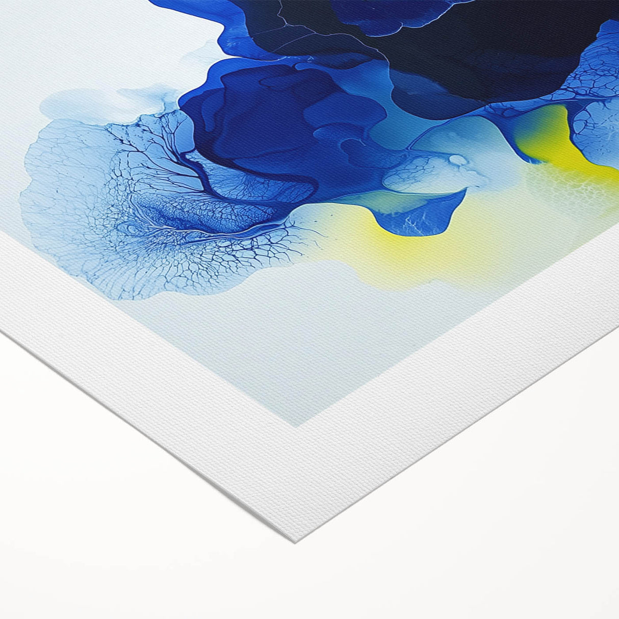 Large Abstract Wall Art – Flowing Blue and Yellow Modern Canvas