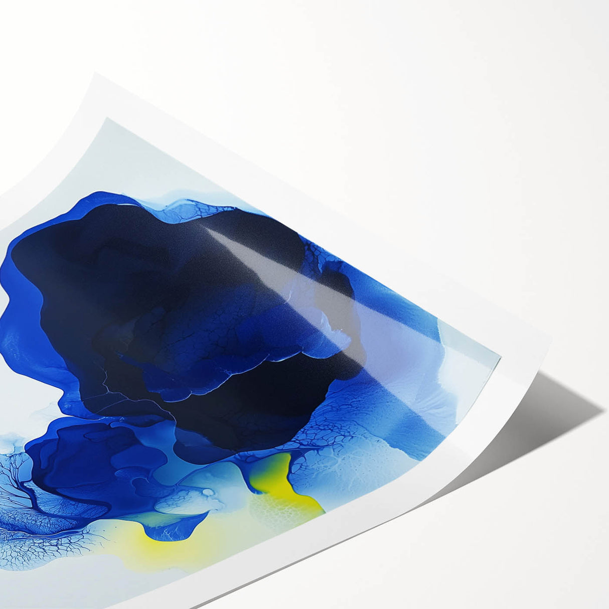 Large Abstract Wall Art – Flowing Blue and Yellow Modern Canvas