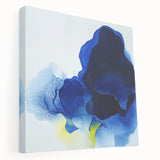 Large Abstract Wall Art – Flowing Blue and Yellow Modern Canvas