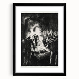 Dramatic Vintage Wall Art - Intense Black and White Scene in Charcoal