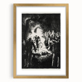Dramatic Vintage Wall Art - Intense Black and White Scene in Charcoal