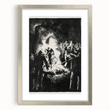 Dramatic Vintage Wall Art - Intense Black and White Scene in Charcoal