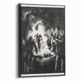 Dramatic Vintage Wall Art - Intense Black and White Scene in Charcoal