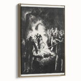 Dramatic Vintage Wall Art - Intense Black and White Scene in Charcoal