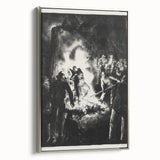 Dramatic Vintage Wall Art - Intense Black and White Scene in Charcoal