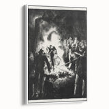 Dramatic Vintage Wall Art - Intense Black and White Scene in Charcoal