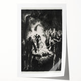 Dramatic Vintage Wall Art - Intense Black and White Scene in Charcoal