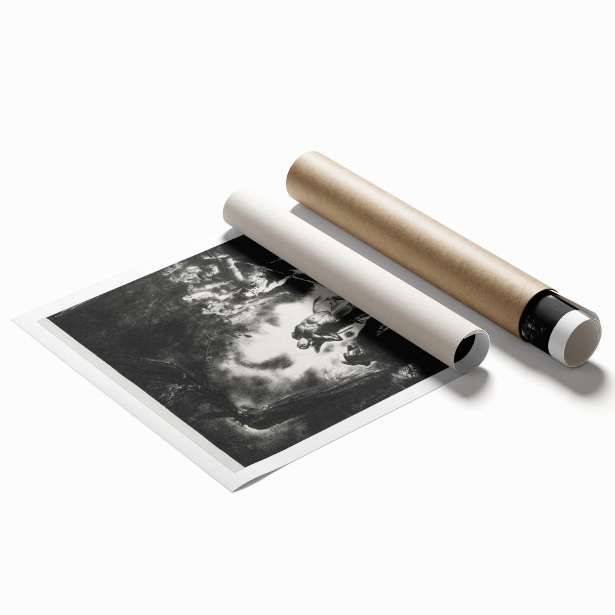Dramatic Vintage Wall Art - Intense Black and White Scene in Charcoal