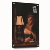 Realism Portrait Art Print - Woman Reading by Candlelight