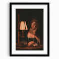 Realism Portrait Art Print - Woman Reading by Candlelight