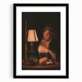 Realism Portrait Art Print - Woman Reading by Candlelight