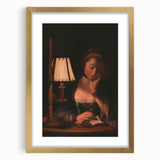 Realism Portrait Art Print - Woman Reading by Candlelight