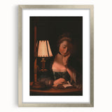Realism Portrait Art Print - Woman Reading by Candlelight