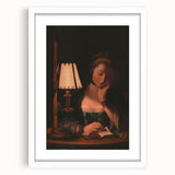 Realism Portrait Art Print - Woman Reading by Candlelight