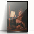 Realism Portrait Art Print - Woman Reading by Candlelight