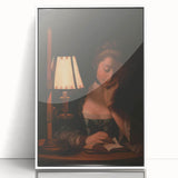 Realism Portrait Art Print - Woman Reading by Candlelight