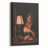 Realism Portrait Art Print - Woman Reading by Candlelight