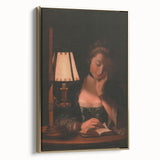 Realism Portrait Art Print - Woman Reading by Candlelight