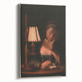 Realism Portrait Art Print - Woman Reading by Candlelight