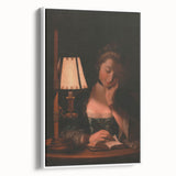 Realism Portrait Art Print - Woman Reading by Candlelight