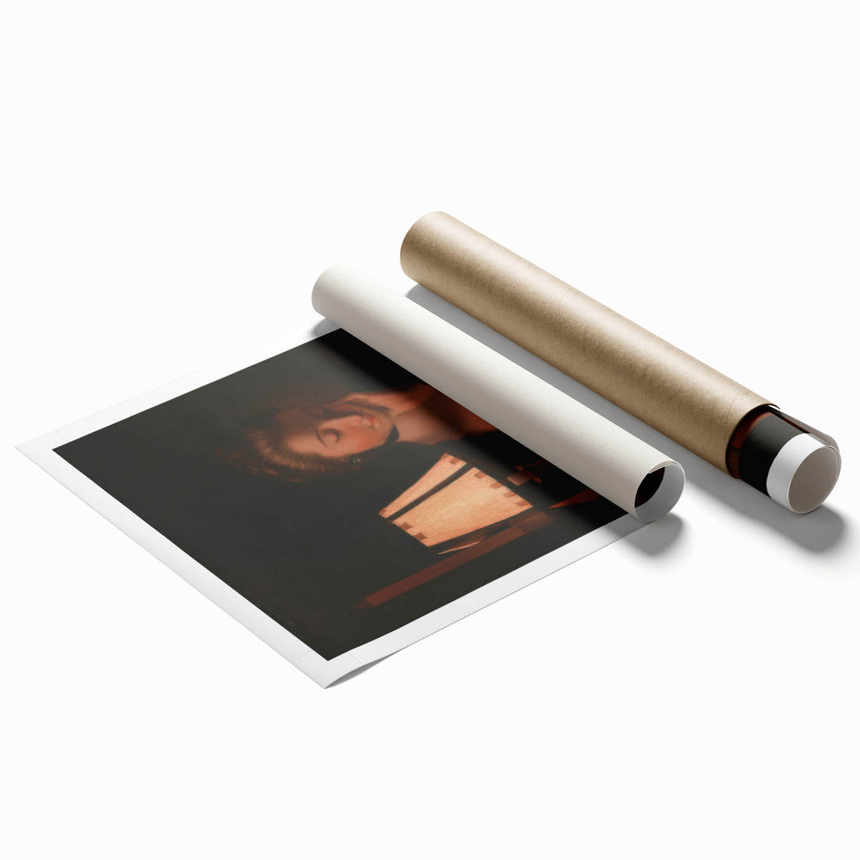 Realism Portrait Art Print - Woman Reading by Candlelight
