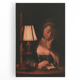 Realism Portrait Art Print - Woman Reading by Candlelight