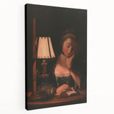 Realism Portrait Art Print - Woman Reading by Candlelight
