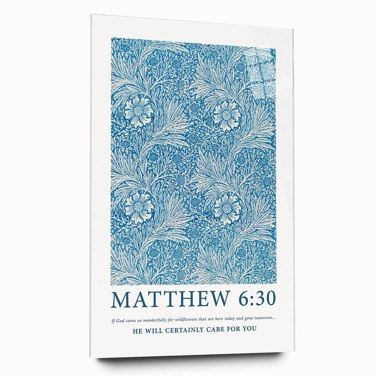 Biblical Typography Wall Art - Matthew 6:30 Floral Canvas Print
