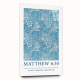Biblical Typography Wall Art - Matthew 6:30 Floral Canvas Print