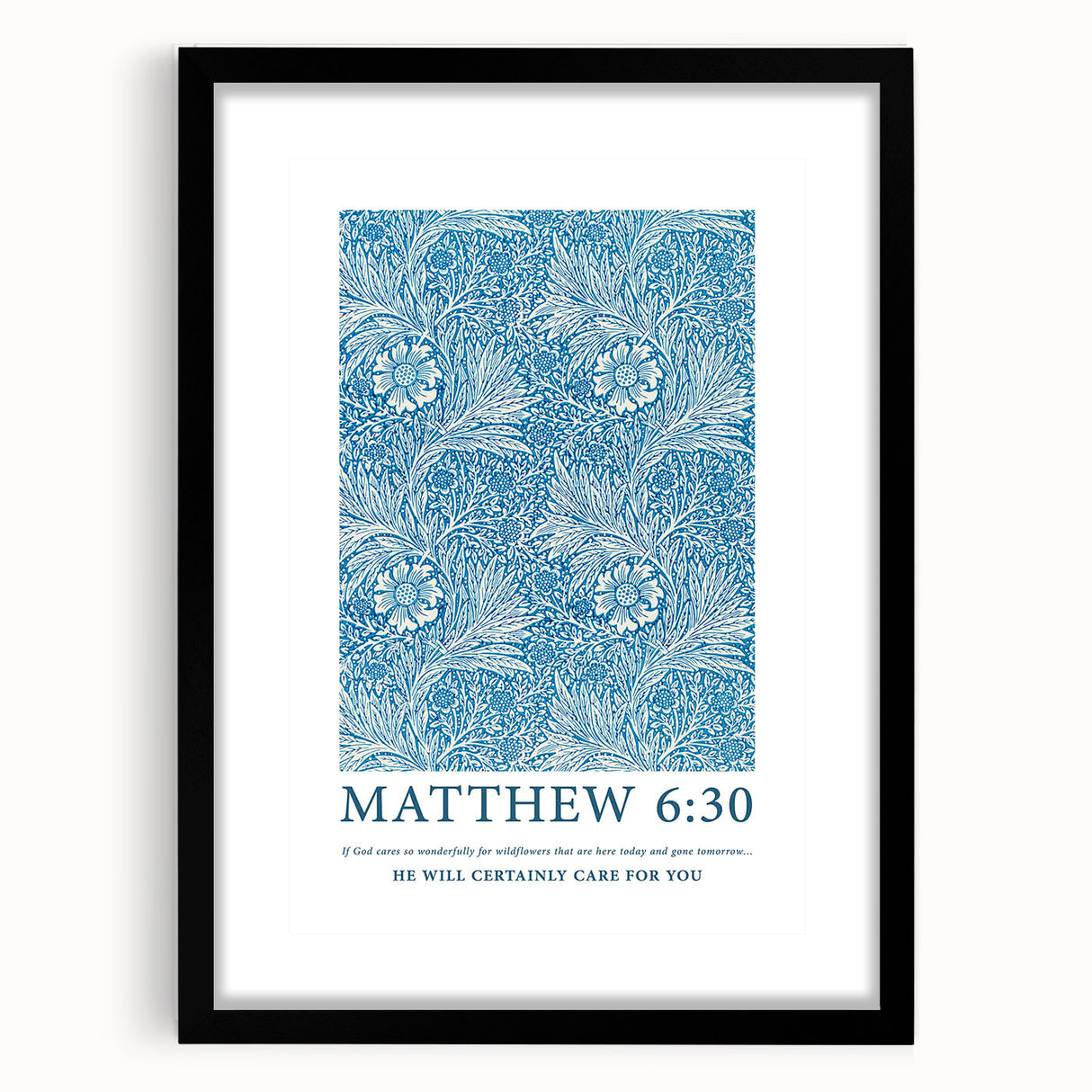Biblical Typography Wall Art - Matthew 6:30 Floral Canvas Print