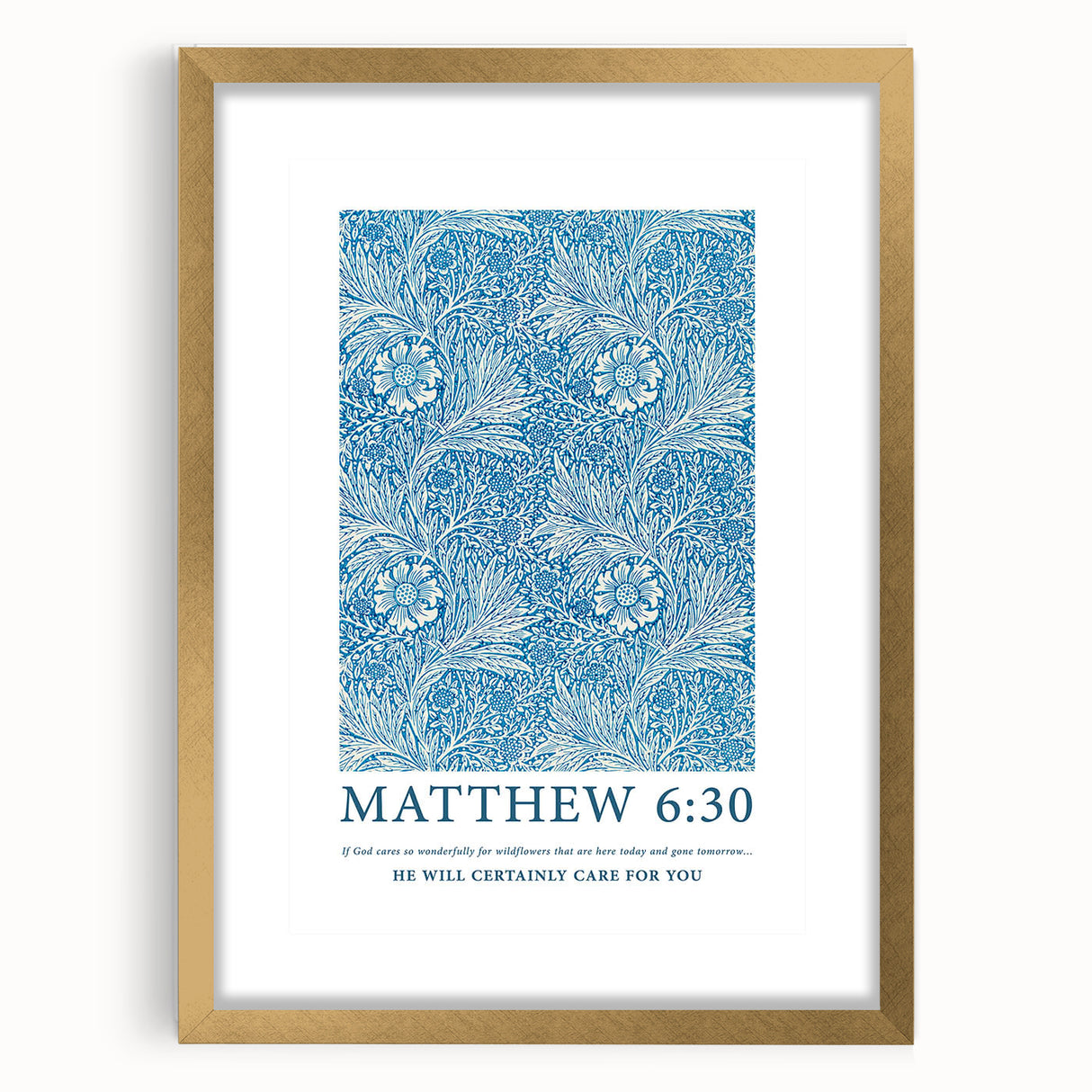 Biblical Typography Wall Art - Matthew 6:30 Floral Canvas Print