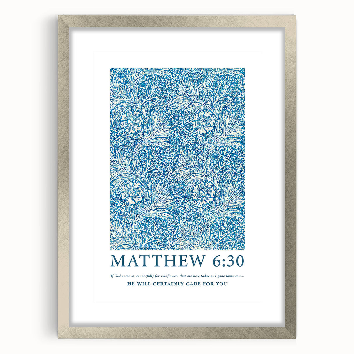 Biblical Typography Wall Art - Matthew 6:30 Floral Canvas Print