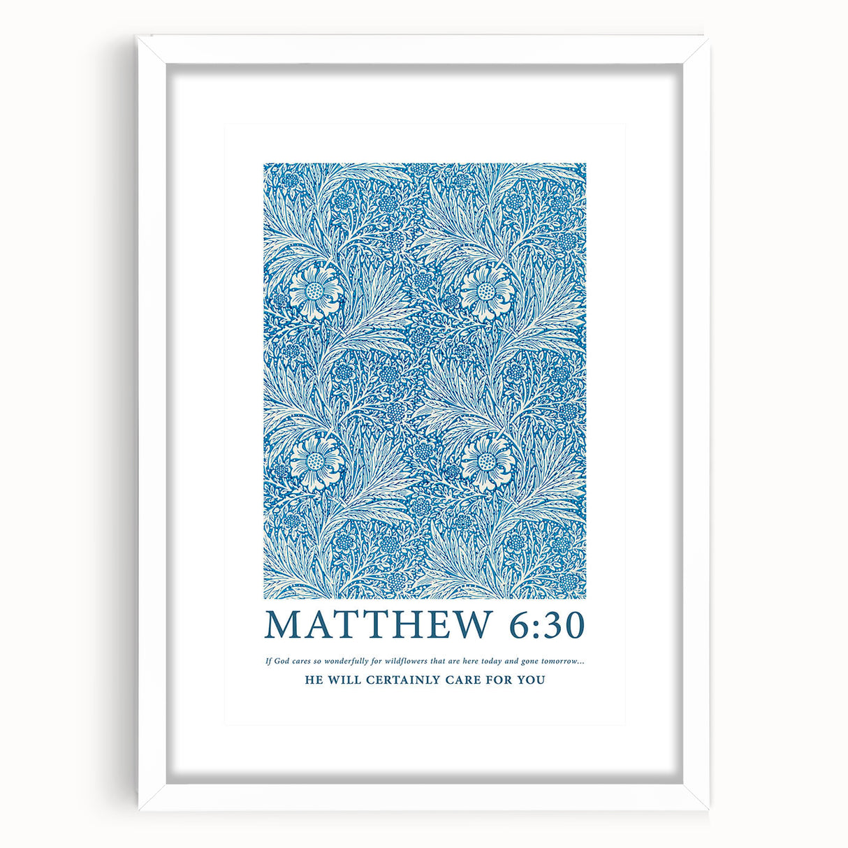 Biblical Typography Wall Art - Matthew 6:30 Floral Canvas Print