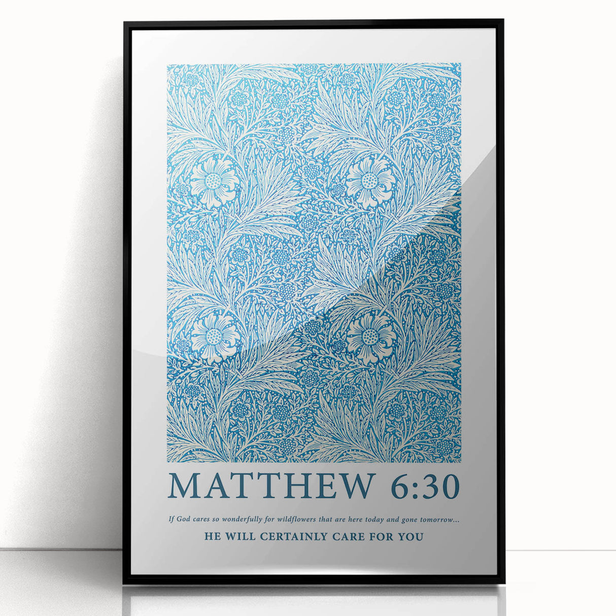 Biblical Typography Wall Art - Matthew 6:30 Floral Canvas Print
