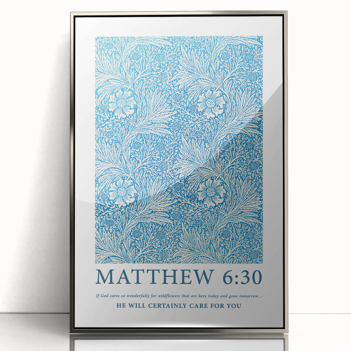 Biblical Typography Wall Art - Matthew 6:30 Floral Canvas Print