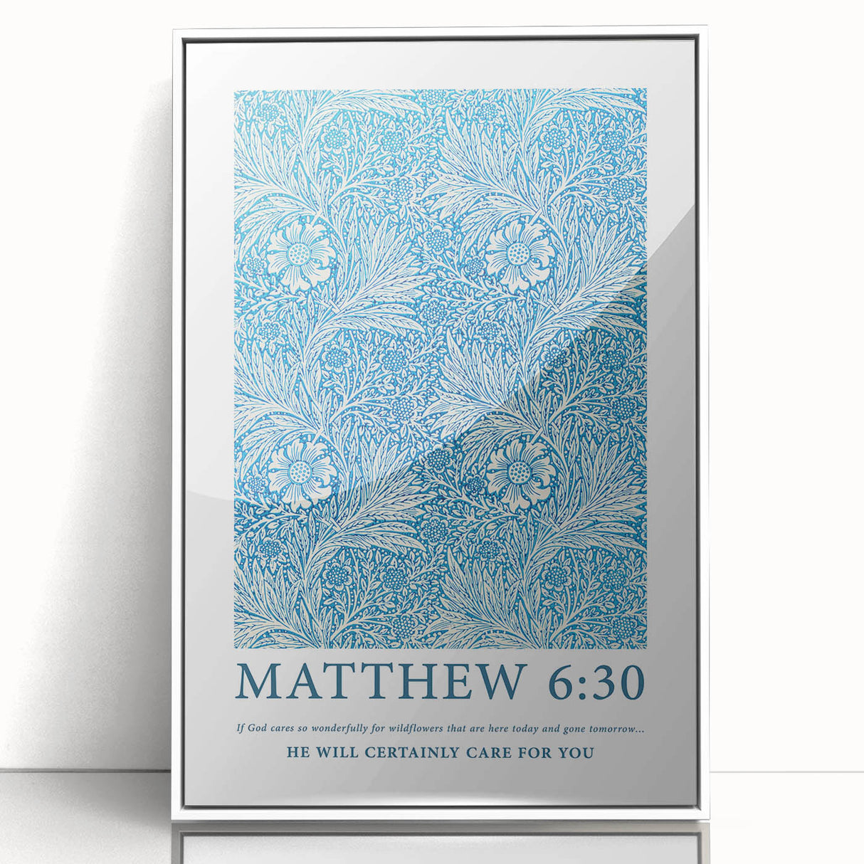 Biblical Typography Wall Art - Matthew 6:30 Floral Canvas Print