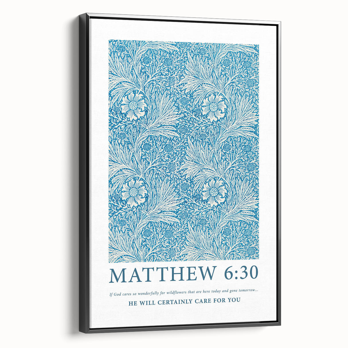 Biblical Typography Wall Art - Matthew 6:30 Floral Canvas Print