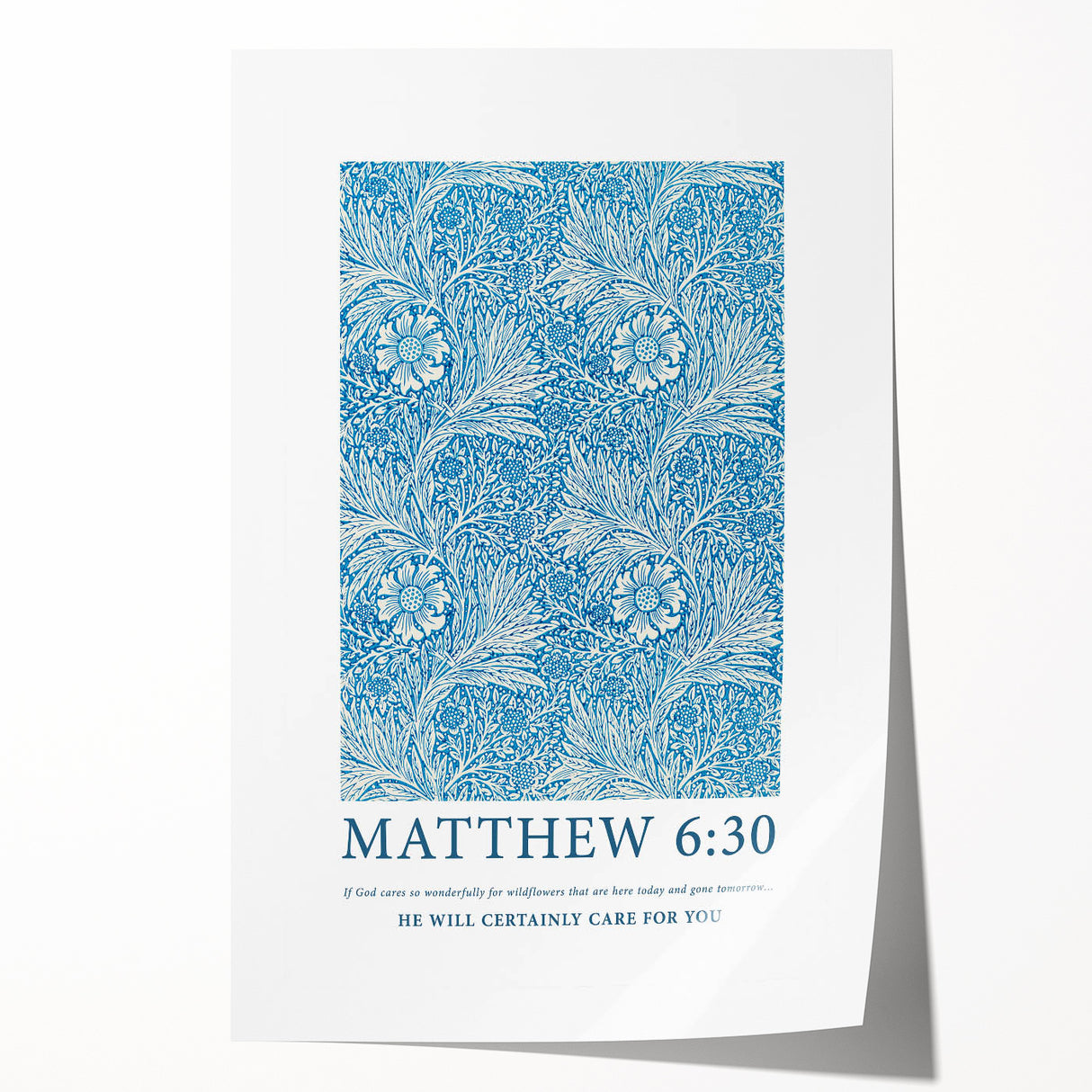 Biblical Typography Wall Art - Matthew 6:30 Floral Canvas Print