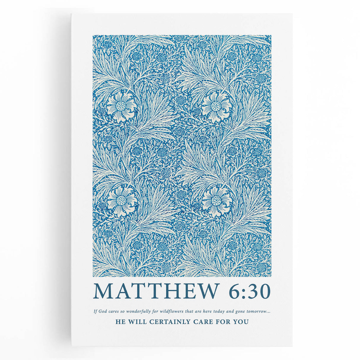 Biblical Typography Wall Art - Matthew 6:30 Floral Canvas Print