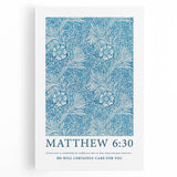 Biblical Typography Wall Art - Matthew 6:30 Floral Canvas Print