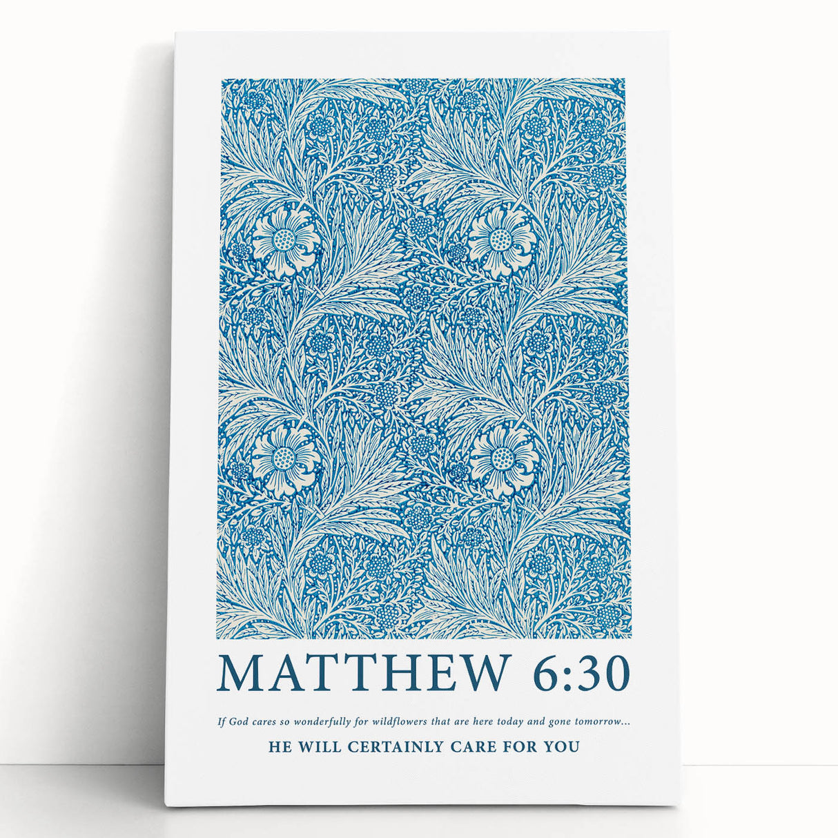 Biblical Typography Wall Art - Matthew 6:30 Floral Canvas Print