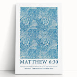 Biblical Typography Wall Art - Matthew 6:30 Floral Canvas Print